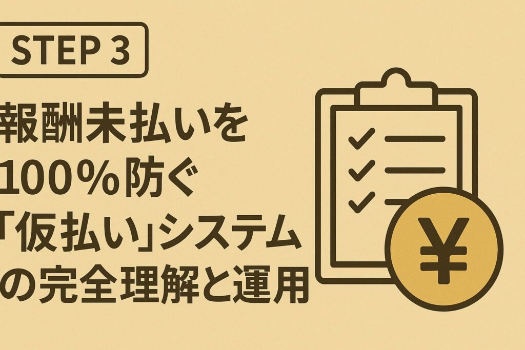 Step 3: 報酬未払いを100%防ぐ「仮払い」システムの完全理解と運用
