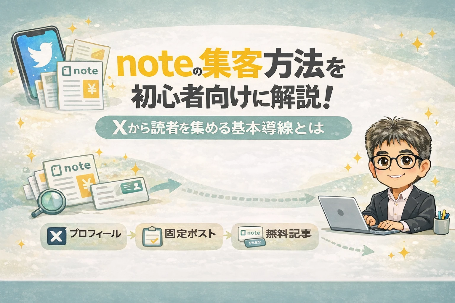 noteの集客方法を初心者向けに解説するアイキャッチ画像