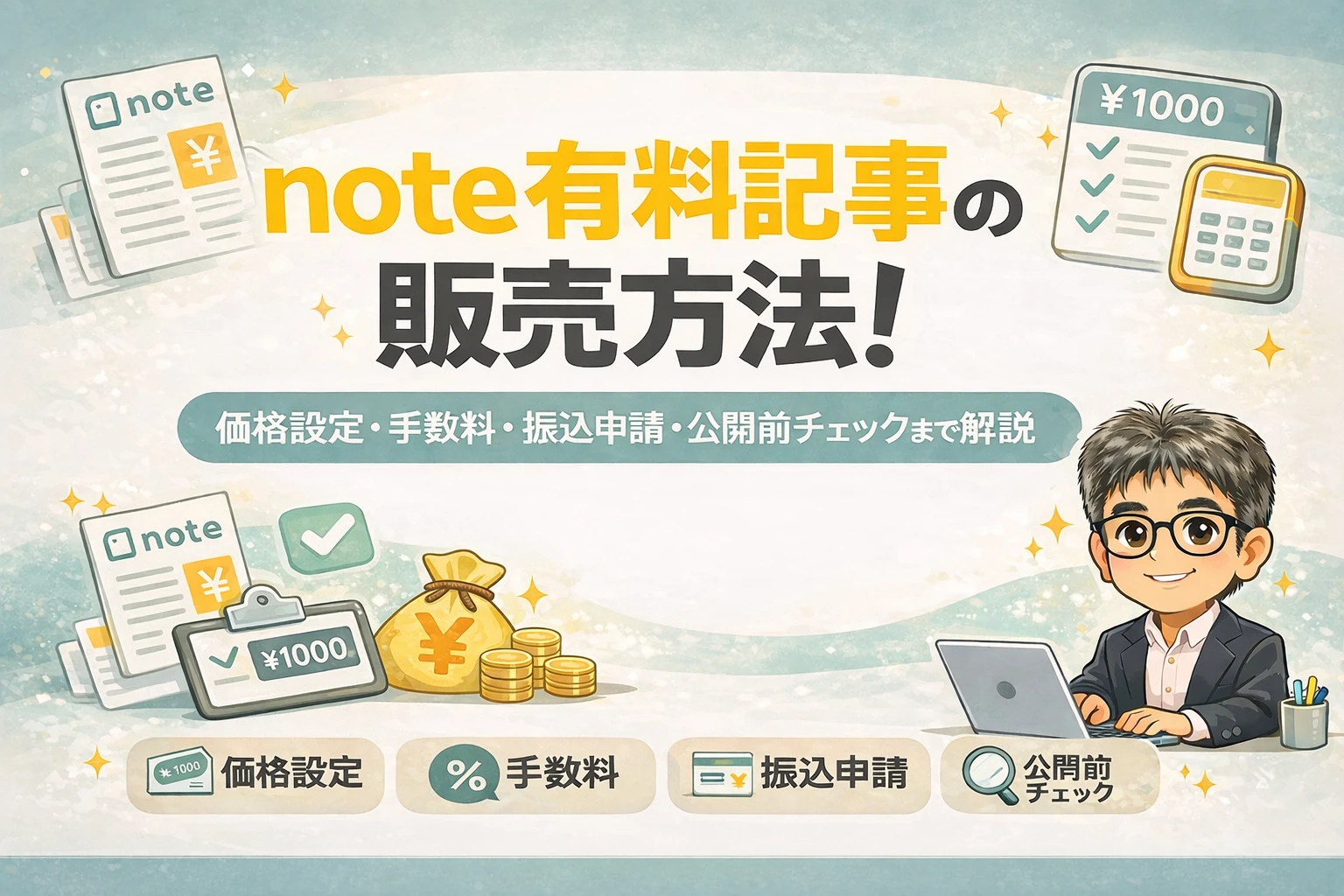 note有料記事の販売方法を解説するアイキャッチ画像