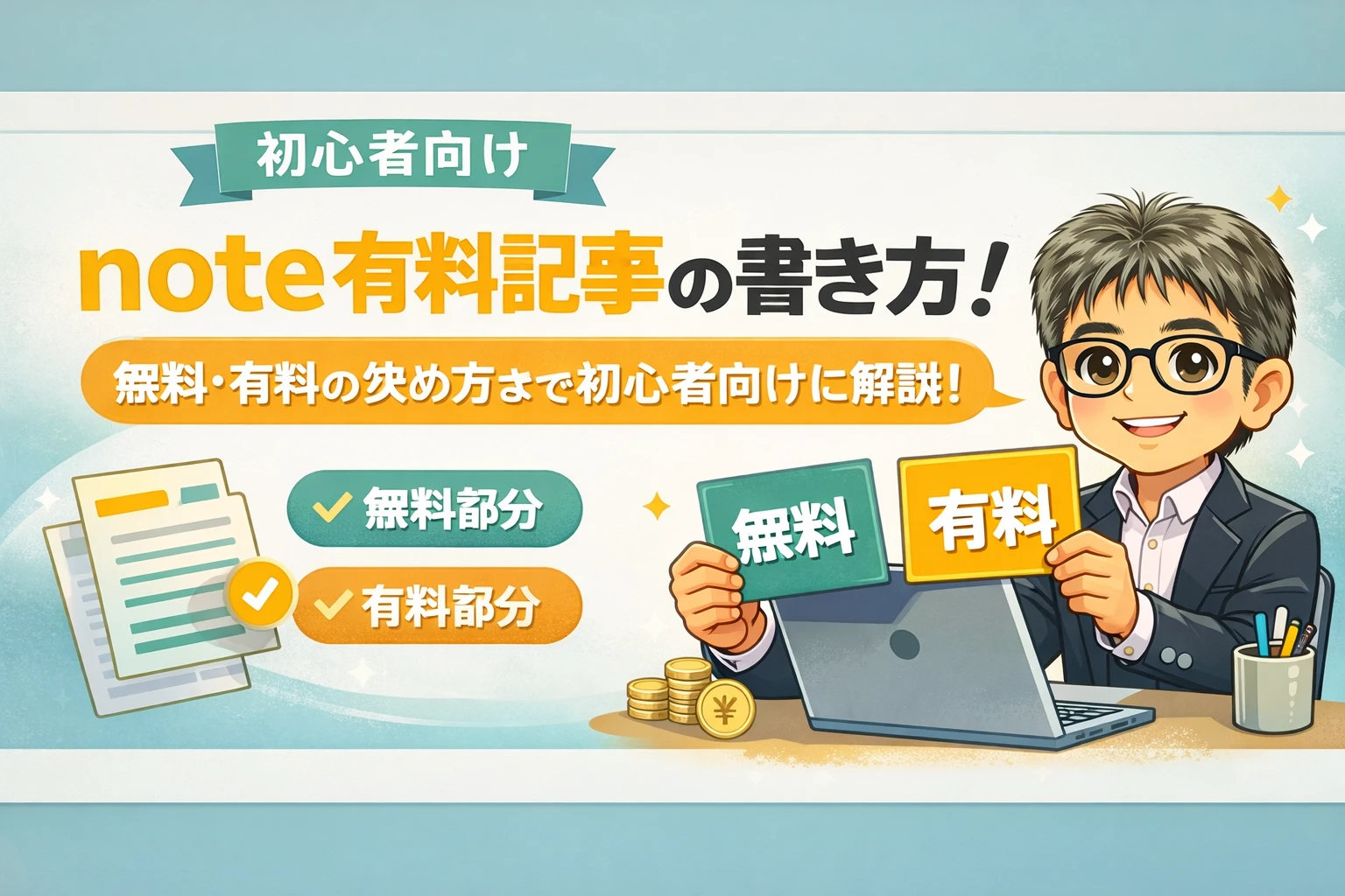 note有料記事の書き方を初心者向けに解説するアイキャッチ画像