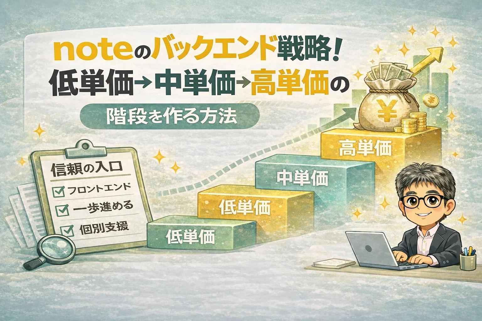 noteのバックエンド戦略を解説するアイキャッチ画像