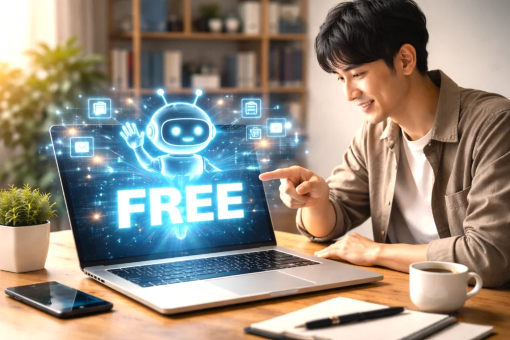 無料で試せるAIツールのイメージを確認する日本人男性