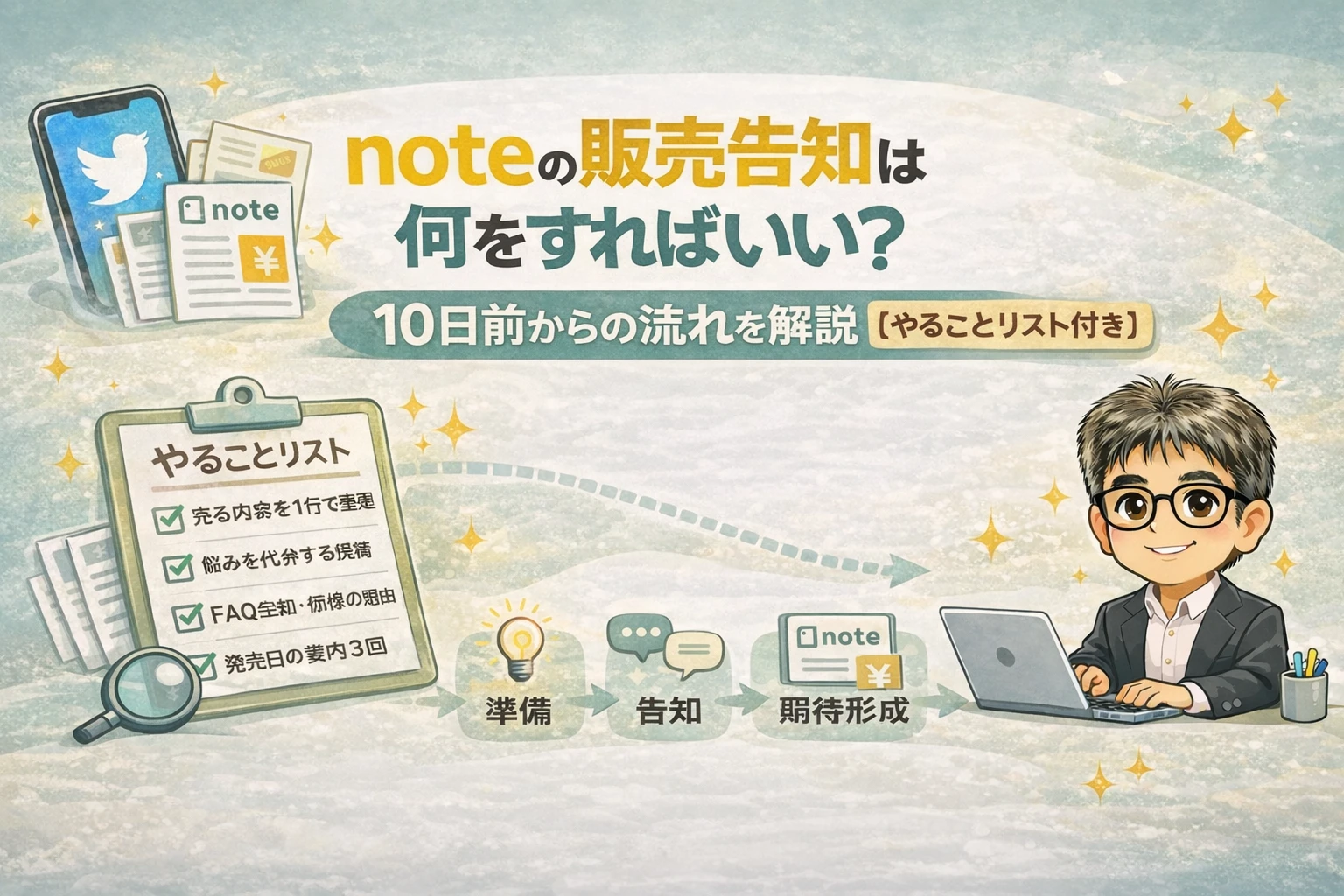 note販売告知の準備手順を解説するアイキャッチ画像